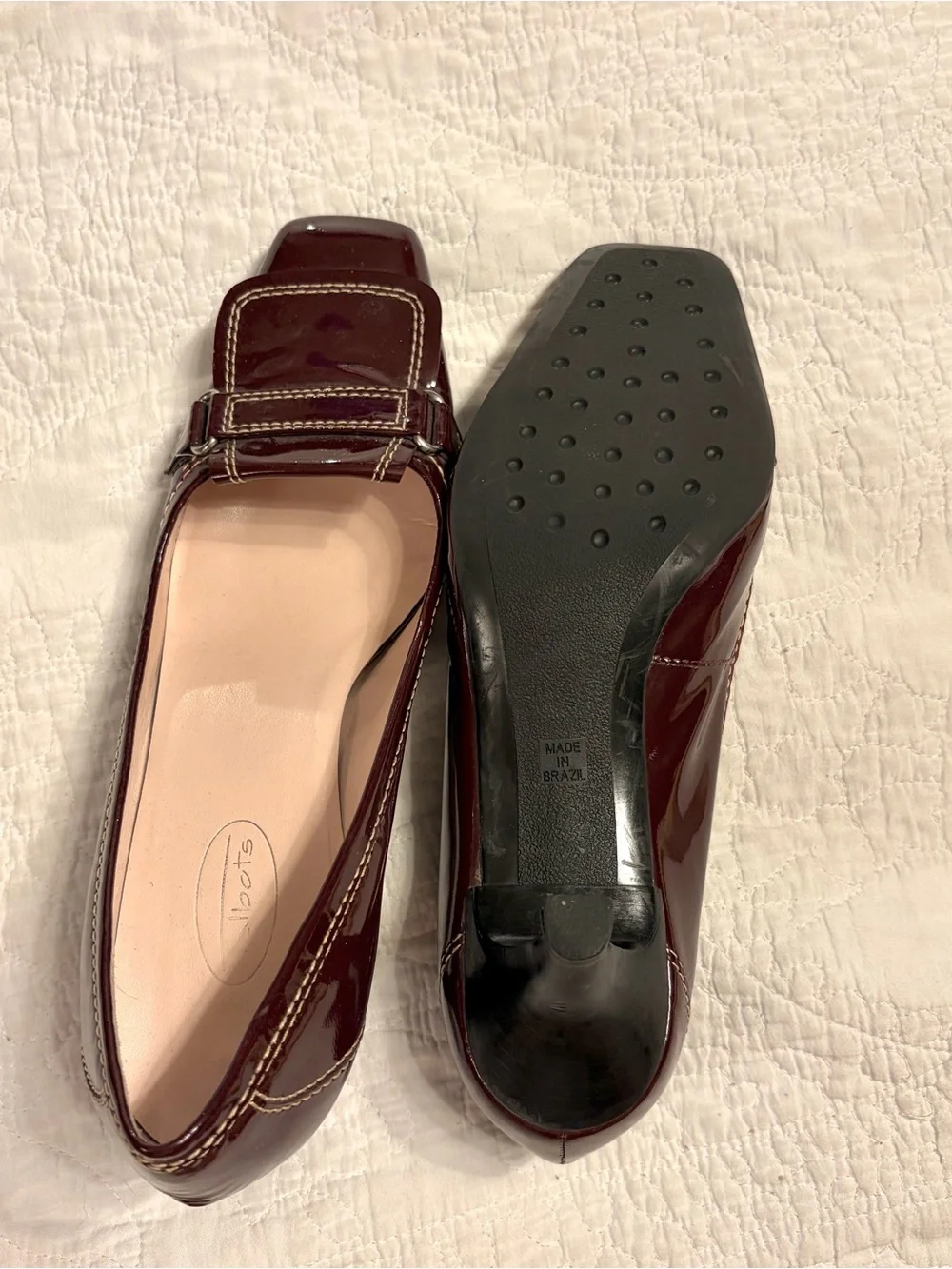 Women's Patent Leather Square-Toe Pumps - Dark Burgundy
